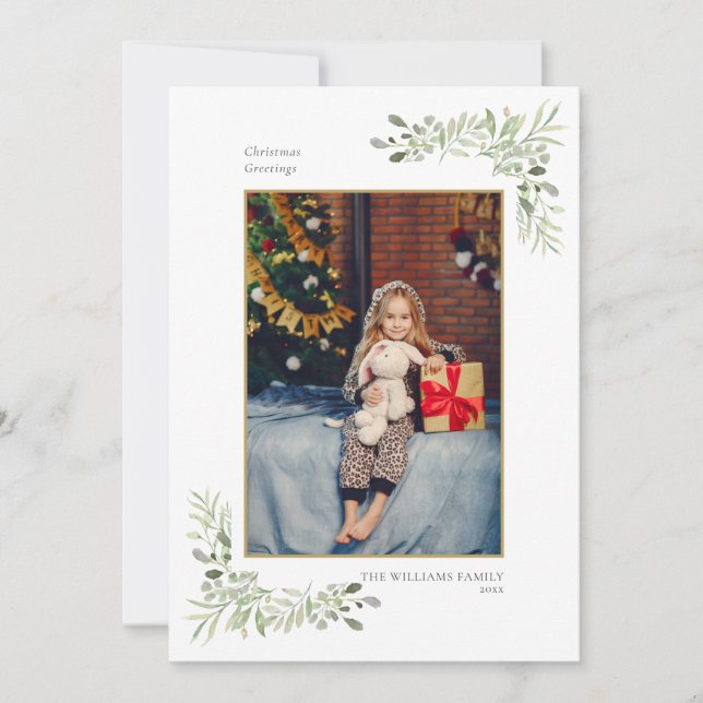 Tarjeta de Navidad moderna dorada geométrica con v (Anverso)