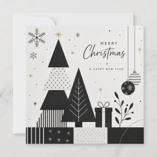 Tarjeta de Navidad Moderna en Blanco y Negro