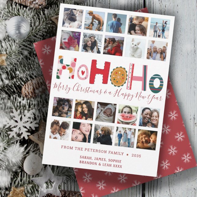 Tarjeta de Navidad moderna Ho Ho Ho  collage de 20 (Subido por el creador)