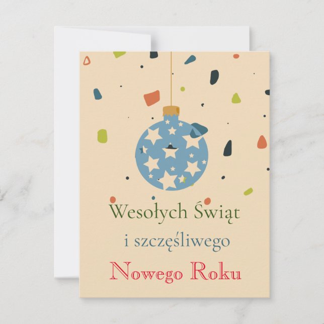 Tarjeta de Navidad moderna para empresas en polaco (Anverso)