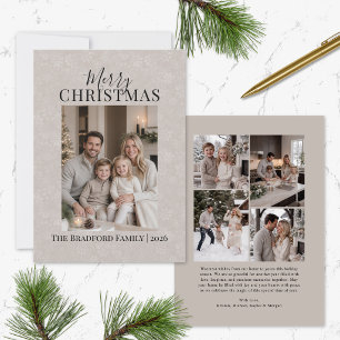 Tarjeta de Navidad moderna para familia con copo d