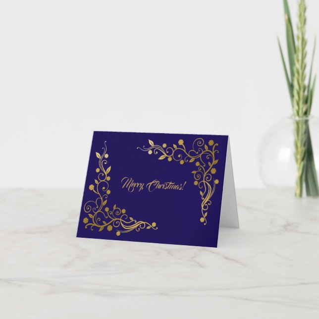 Tarjeta de Navidad moderna profesional azul marino (Anverso)