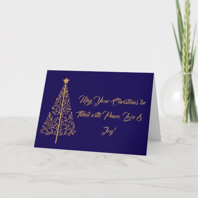 Tarjeta de Navidad moderna profesional azul marino (Anverso)