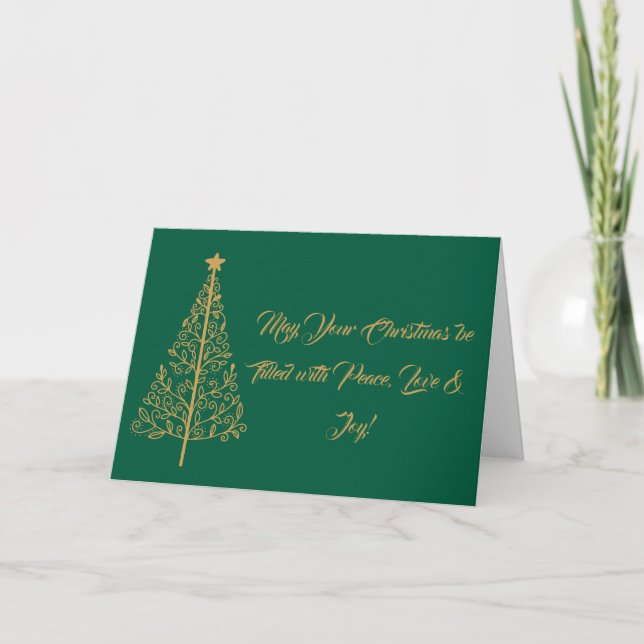 Tarjeta de Navidad moderna profesional verde y dor (Anverso)
