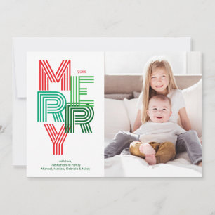 Tarjeta de Navidad moderna roja y verde FELIZ Navi