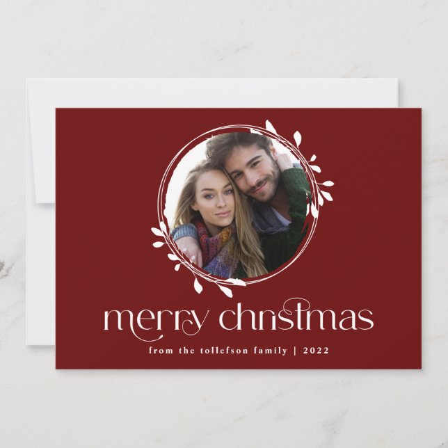 Tarjeta de Navidad moderna simple con una foto úni (Anverso)