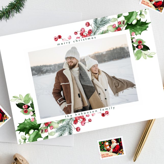 Tarjeta De Navidad Moderna Simple Verde Blanco Una (Subido por el creador)
