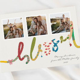 Tarjeta de Navidad moderna y bendita con foto