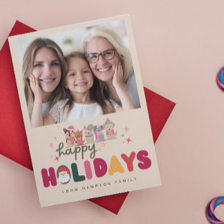 Tarjeta de Navidad moderna y colorida con perros l