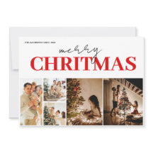 Tarjeta de Navidad moderna y elegante con 5 fotos