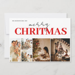 Tarjeta de Navidad moderna y elegante con 5 fotos