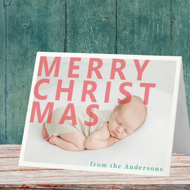 Tarjeta de Navidad moderna y simple con foto (Subido por el creador)