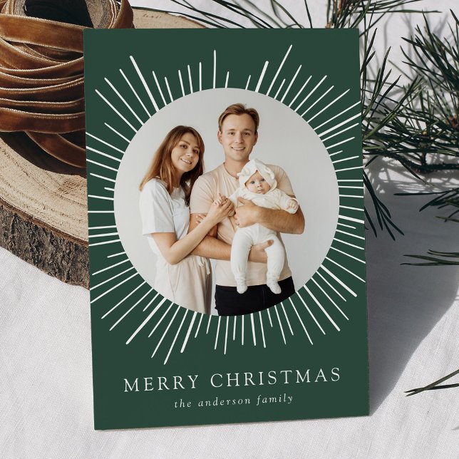 Tarjeta de Navidad Moderno Verde Estallido Solar 2 (Subido por el creador)