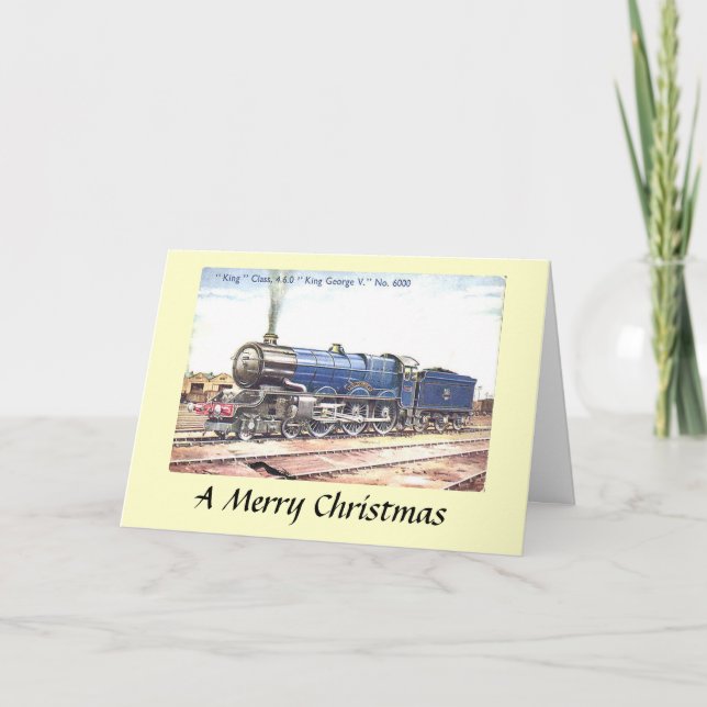 Tarjeta de navidad - Motor de GWR King George V (Anverso)