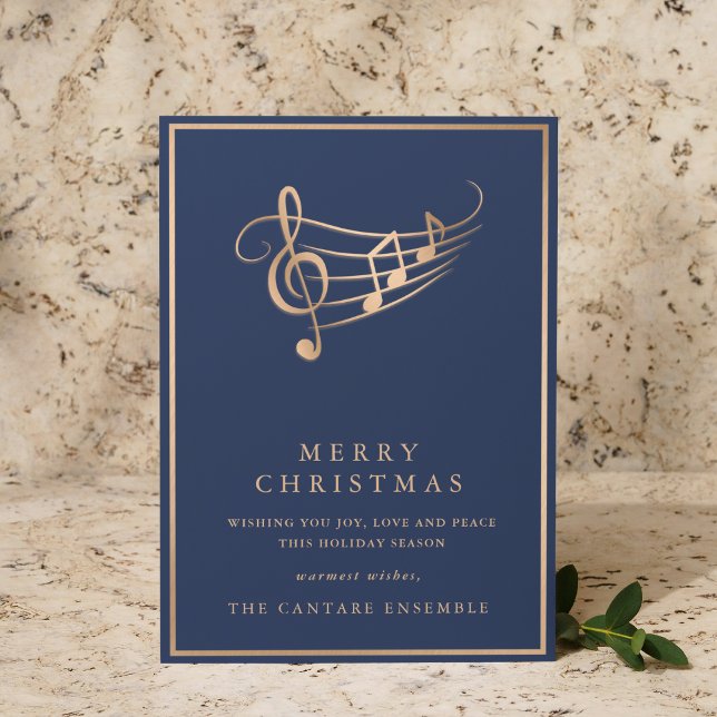 Tarjeta de Navidad musical elegante con notas musi (Subido por el creador)