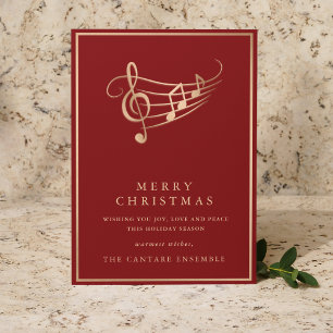 Tarjeta de Navidad Musical Elegante con Notas Musi