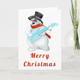 Tarjeta de Navidad Músico Muñeco de Nieve con Guit