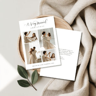 Tarjeta de Navidad muy casada elegante con guión 4