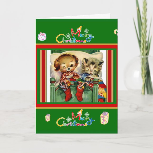 Tarjeta de navidad navideña Feliz Navidad gatitos  (Anverso)