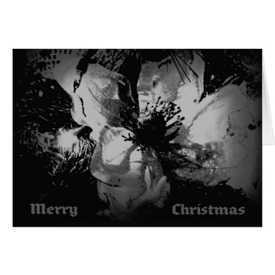 Tarjeta de Navidad negra y blanca con decoratio de