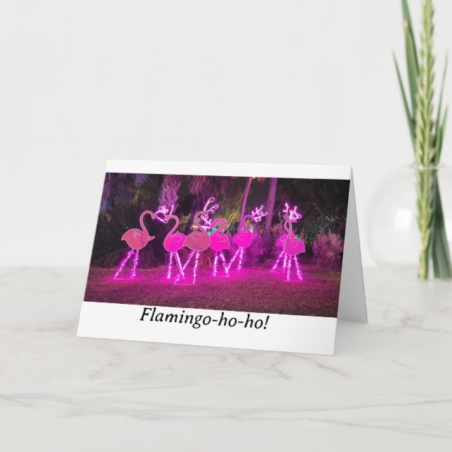 Tarjeta de Navidad Neon Flamongo Tropical (Anverso)