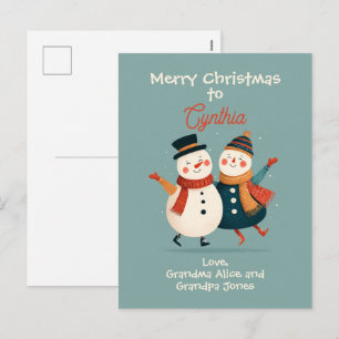 Tarjeta de Navidad Nieto Muñeco de Nieve Feliz Nav