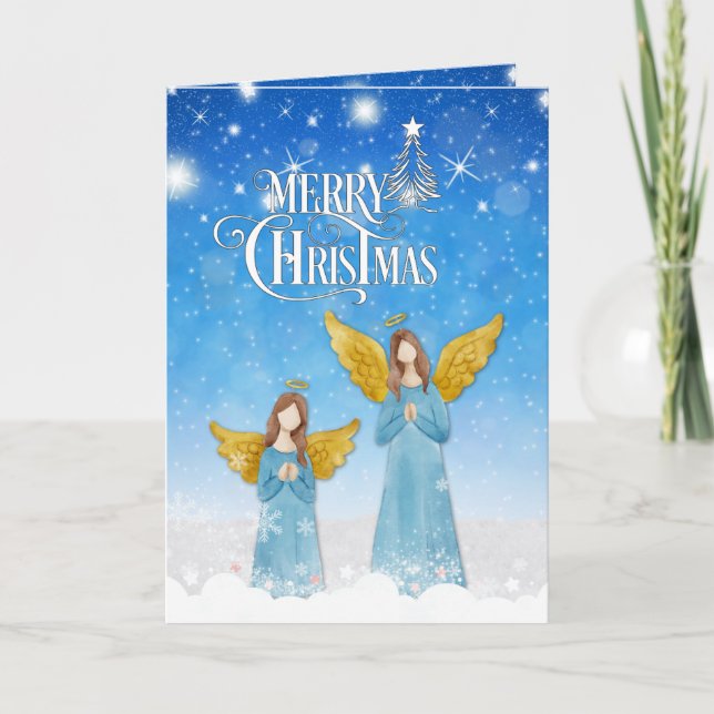 Tarjeta de Navidad Noche de Invierno Estrellada (Anverso)