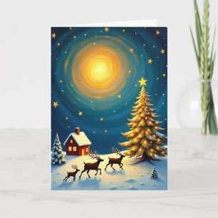 Tarjeta de Navidad Noche Estrellada