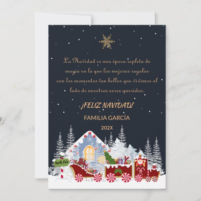 Tarjeta de Navidad Nombre Editable Polar Express (Anverso)