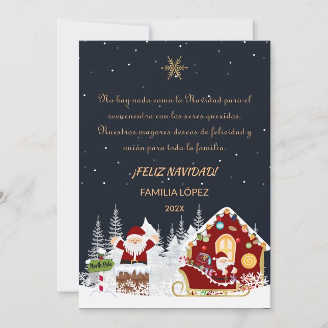 Tarjeta de Navidad Nombre Familia Personalizable (Anverso)