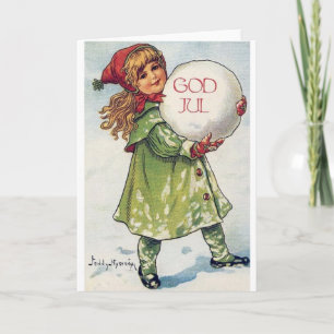 Tarjeta de Navidad noruega/danesa del Victorian