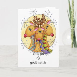Tarjeta de Navidad noruega - reno - og g del jol