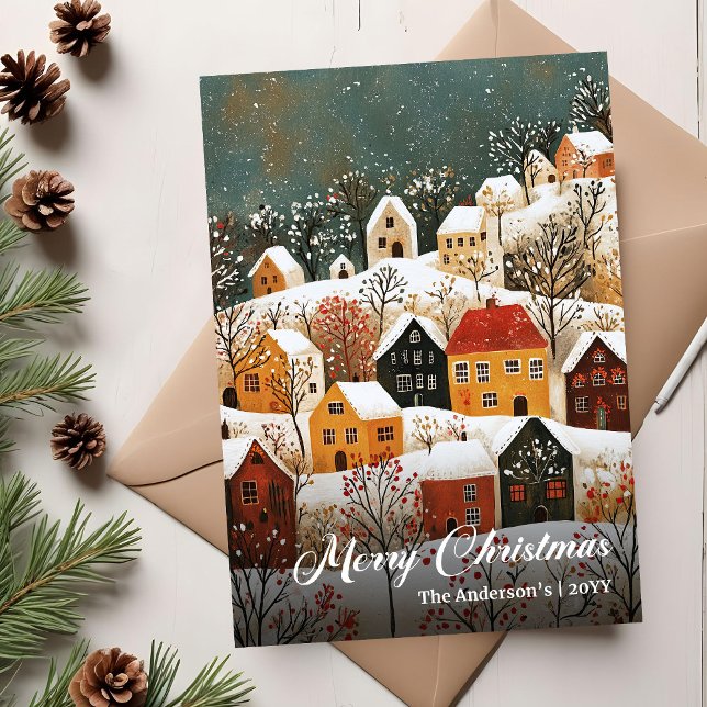 Tarjeta de Navidad Nostálgica Imprimible (Nostalgic Christmas Scene Printable Holiday Card)