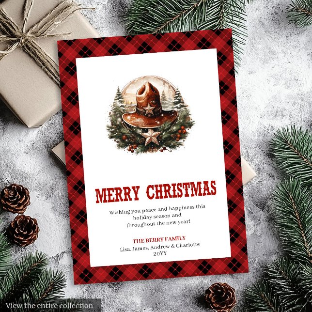 Tarjeta de Navidad occidental con arte de insignia (Western Christmas card with sheriff badge art

)