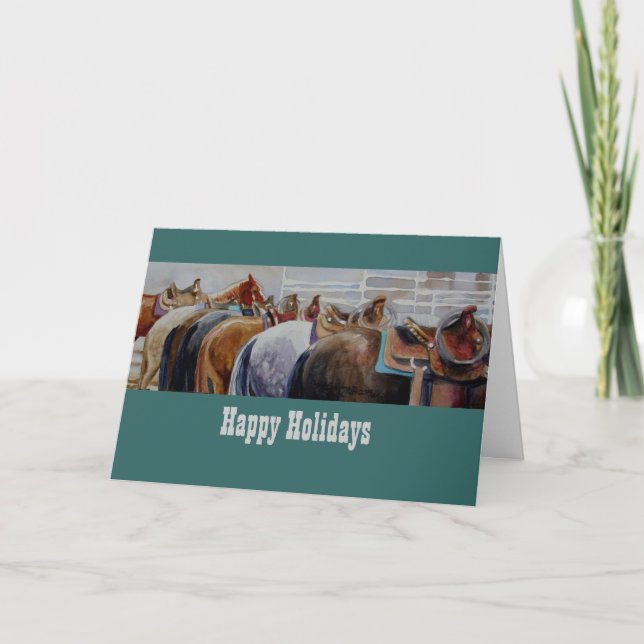Tarjeta de Navidad occidental del caballo (Anverso)