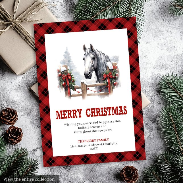 Tarjeta de Navidad occidental estilo rojo negro ac (Western Christmas card red black cozy style

)