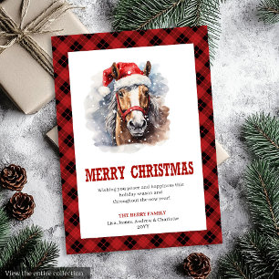 Tarjeta de Navidad occidental rústica de cuadros v