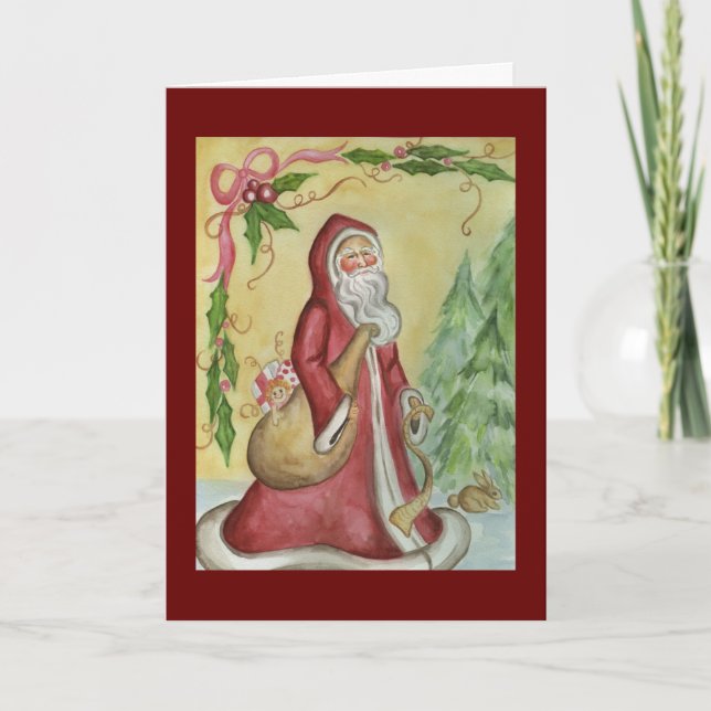 Tarjeta de Navidad Padre Navidad Santa (Anverso)