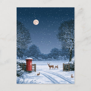 Tarjeta de Navidad Paisaje Invernal Noche Silencio