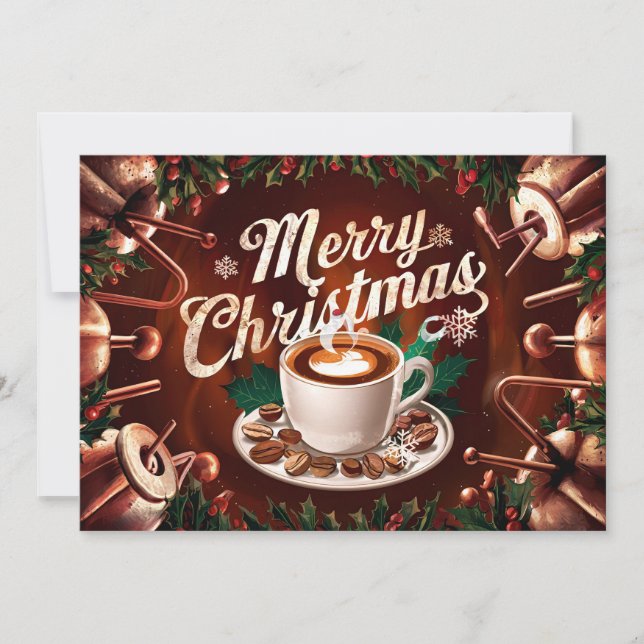 Tarjeta de Navidad para Amantes del Café #12 (Anverso)