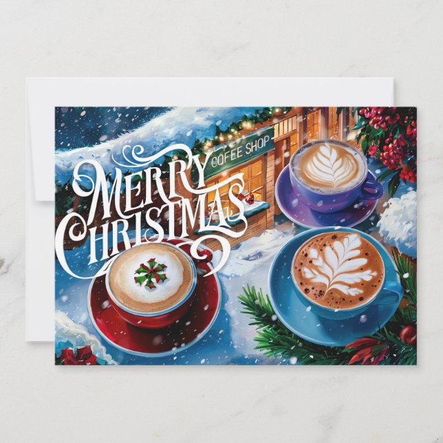 Tarjeta de Navidad para Amantes del Café #6 (Anverso)