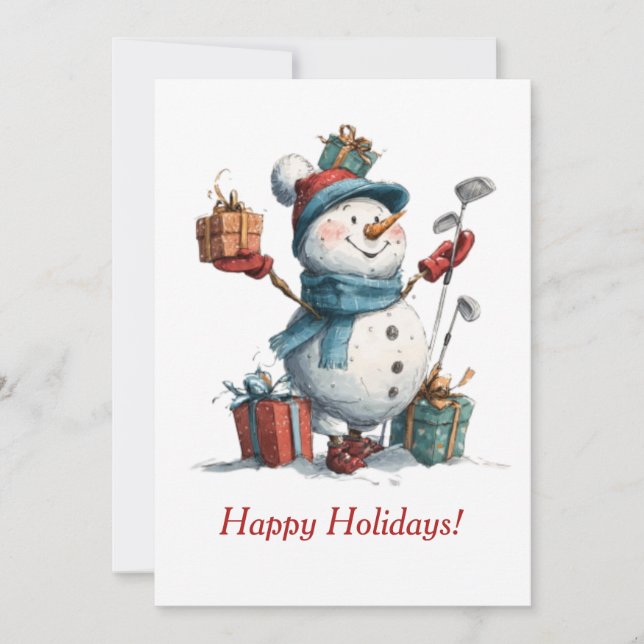 Tarjeta de Navidad para Amantes del Golf Festivo (Anverso)