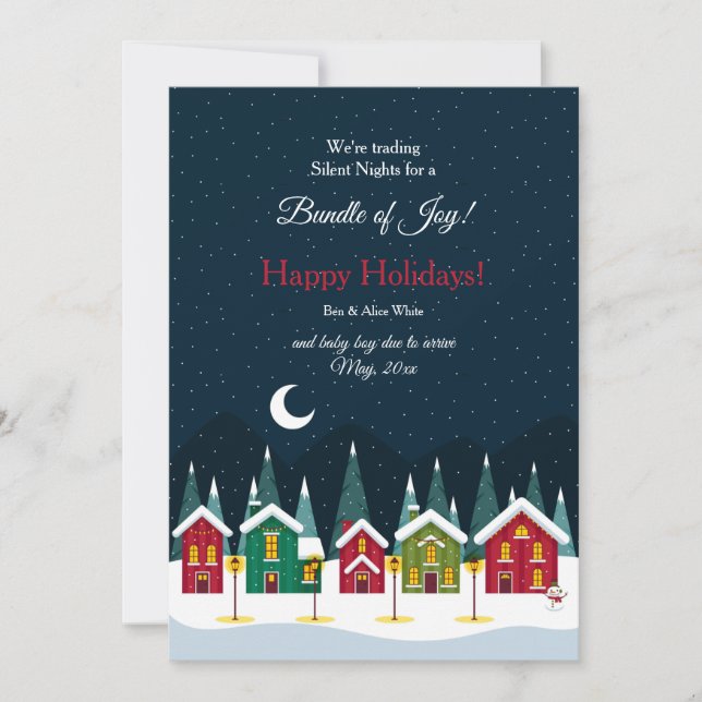 Tarjeta de Navidad para Anunciar un Embarazo con e (Anverso)