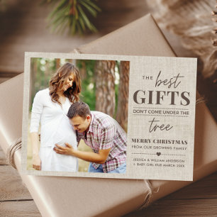Tarjeta de Navidad para Anuncio de Embarazo Rústic