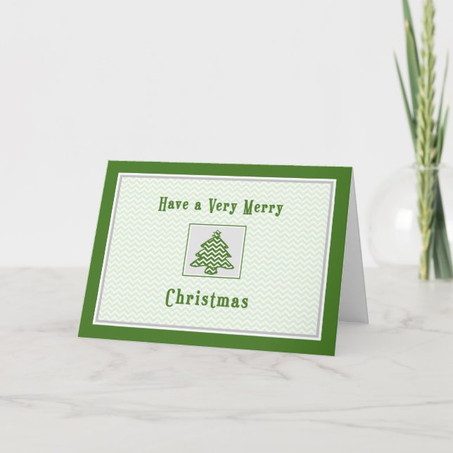 Tarjeta de navidad para árbol de franjas de Chevro (Anverso)