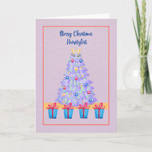 Tarjeta de navidad para árbol de lavanda hairstyli