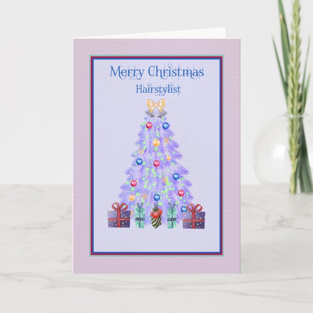 Tarjeta de navidad para árbol de lavanda hairstyli (Anverso)