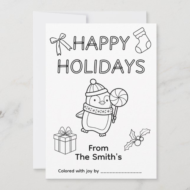 Tarjeta de Navidad para Colorear (Anverso)