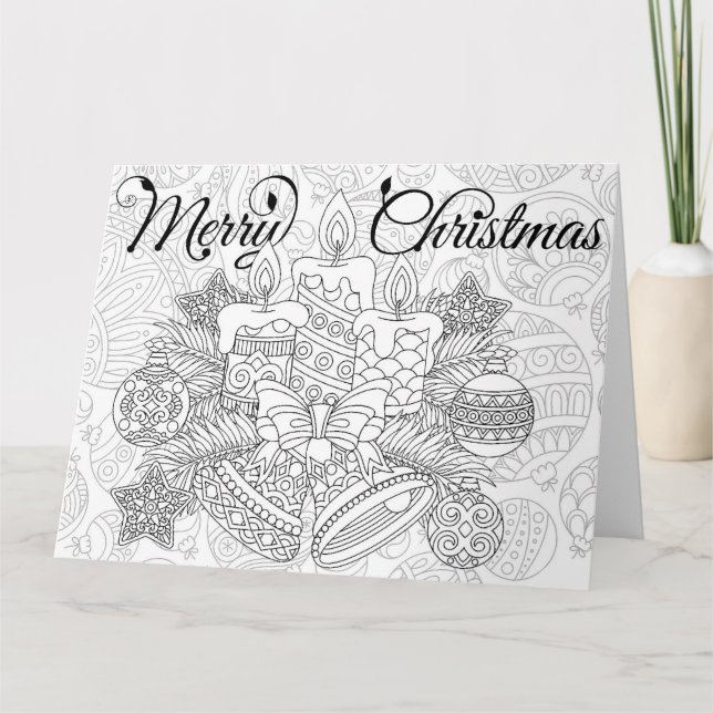 Tarjeta de Navidad para colorear adultos (Anverso)