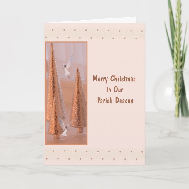 Tarjeta de navidad para Deacon Gold con ángeles (Anverso)